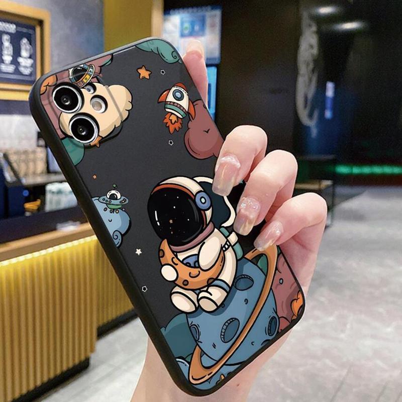 Cartoon Astronaut Pattern Phone Cases, 1 Count Summer Transparent Anti-fall Mobile Phone Case, Decorative Phone Protector Cover Compatible with iPhone 15 Pro Max Case iPhone 11 Cases iPhone 14 Pro Max Case iPhone 15 Cases