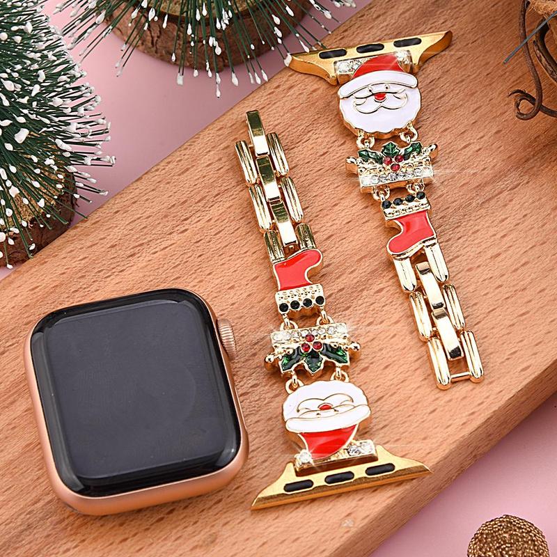 Rhinestone Decorated Watch Band (Band Only), Cute Christmas Theme Watch Band for Women, Smart Watch Accessories for Apple Watch Ultra2 10 9 8 7 6 SE2 5 4 3 2 1