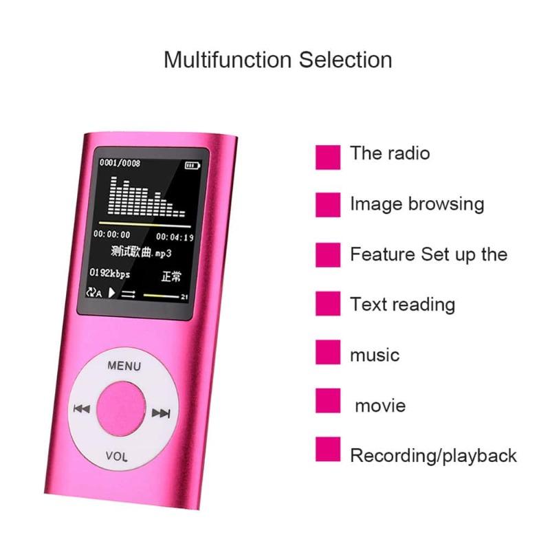 1.8-inch Mp3 Player Music Playing with Fm Radio Video Ebook Player Rechargeable Battery for Christmas Gifts for Kids, Men and Women