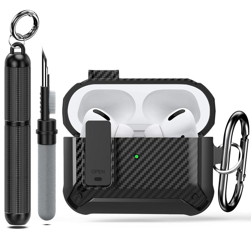 AirPods Pro Case with Cleaner Kit - Fits 1st 2nd Gen (2019 2022 2023), Shockproof Cover with Keychain, Portable Accessories Durable  Earbuds Protection