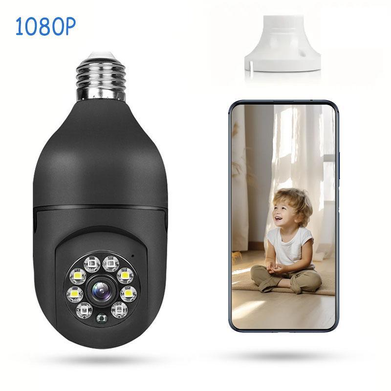 E27 Light Bulb Design Security Camera, 1 Set 1080P Smart Home Monitoring Camera, Two-way Conversation, Motion-Tracking, Baby Pet Monitoring Camera