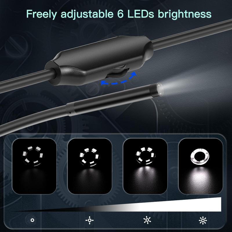 Type-C Industrial Endoscope, Multifunctional Micro Camera with Adjustable 6 LEDs Brightness, Multipurpose 1.3 million 2 million pixels Micro Camera, Flexible Micro Camera for iPhone