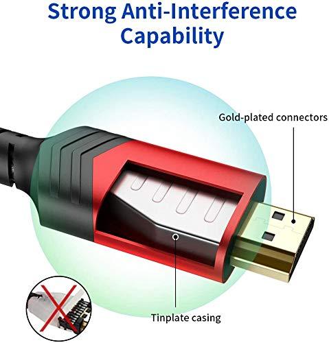 JSAUX 8K HDMI Cable , 48Gbps 8K and 4K Ultra High Speed ​​HDMI Braided Cable, 4K @ 120Hz 144Hz, 8K @ 60Hz, HDCP 2.2 and 2.3, HDR 10, eARC Compatible Laptop UHD TV PS5 Monitor UHD PS4 Du than - red