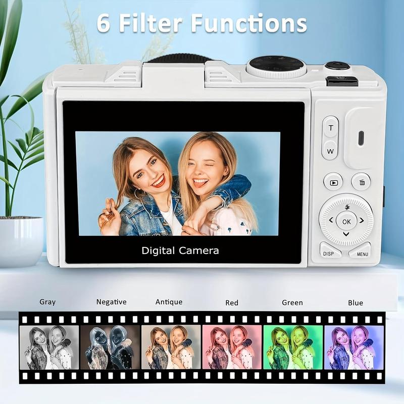 4K 64MP High-definition Digital Camera with Accessories, 2.8-inch Screen 18X Zoom Photo Video Photography Camera with 32GB Storage Card, As a Birthday Gift for Boys & Girls, Digital Camera for Photos