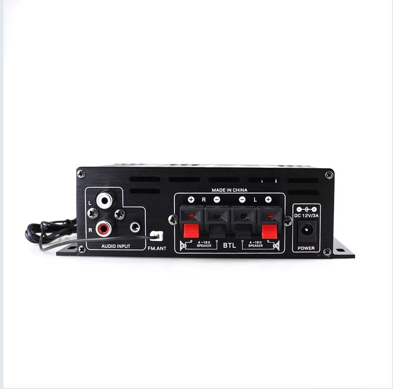 AK-380 USB SD BT.C FM AUX Audio Power Amplifier 400W+400W 2.0 CH HiFi Stereo AMP Speaker Bluetooth 5.0 Amp Receiver with 12V 5A Power Supply,Remote Control Adapter Compact Karaoke Digital