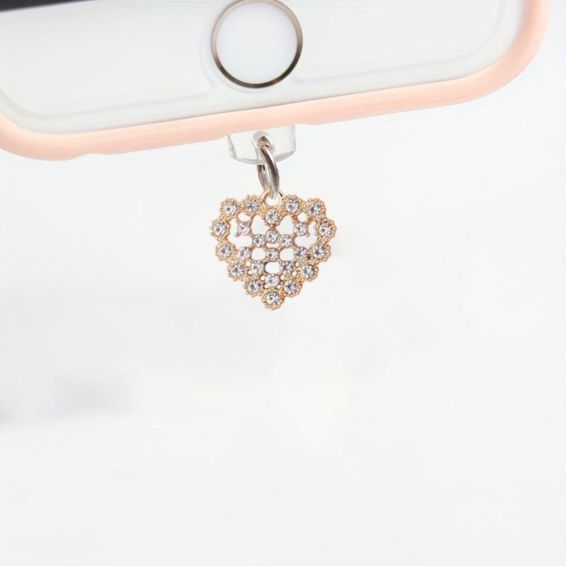 Rhinestone Heart Shaped Phone Charging Port Dust Plug, Mobile Phone Charging Port Dust Plug, Fashion Phone Accessories