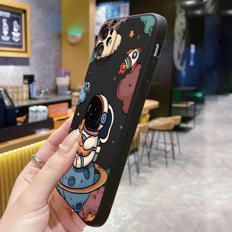 Cartoon Astronaut Pattern Phone Cases, 1 Count Summer Transparent Anti-fall Mobile Phone Case, Decorative Phone Protector Cover Compatible with iPhone 15 Pro Max Case iPhone 11 Cases iPhone 14 Pro Max Case iPhone 15 Cases