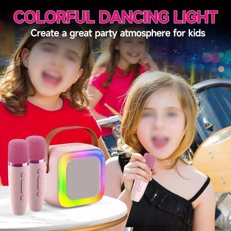 Mini Karaoke Machine for Kids Teen Adults, Kids Karaoke Machine with 2 Wireless Microphones and LED Lights Toys for Christmas Birthday Party, Home, Gifts for 3 4 5 6 7 8 9 10 11 12+ Years Girls Boys