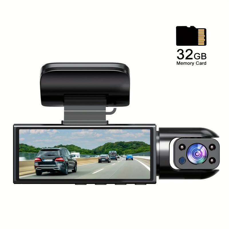 1080P dual-camera tachograph with infrared night vision loop recording and wide-angle lens, 3.16-inch IPS screen