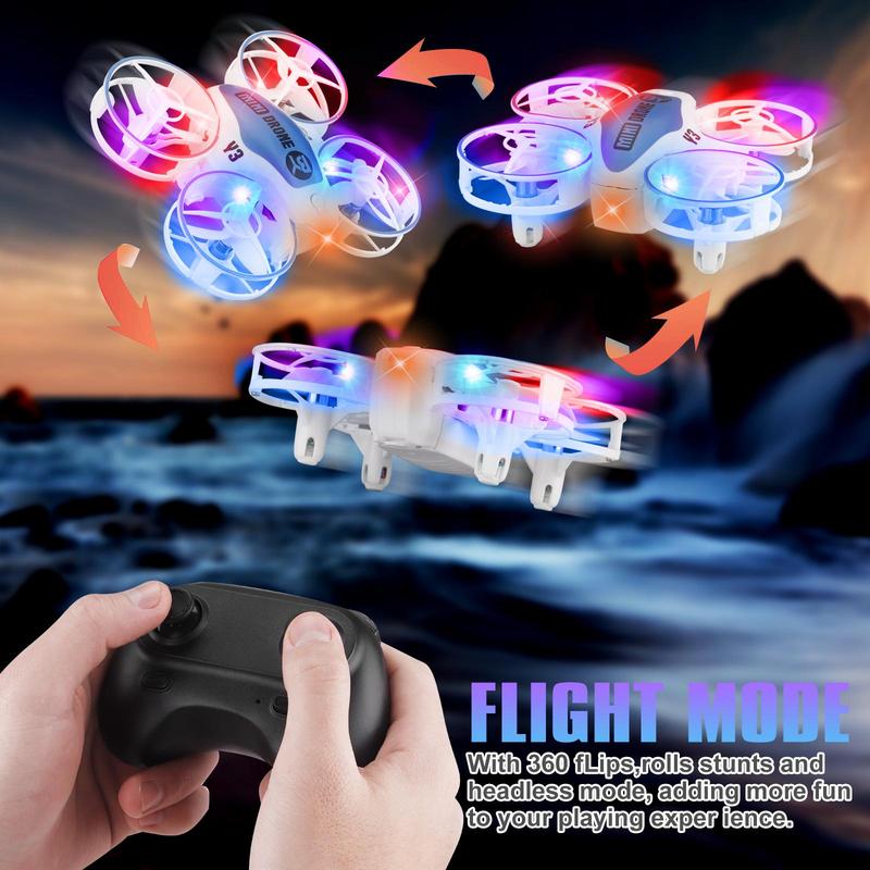 Mini Drone for Kids with Multicolor LED Lights, Long Flight Time, 3 Speed Modes, 360° Flip, Gesture Control, Easy to Fly, Indoor Outdoor Use, USB Charging, Safe & Durable