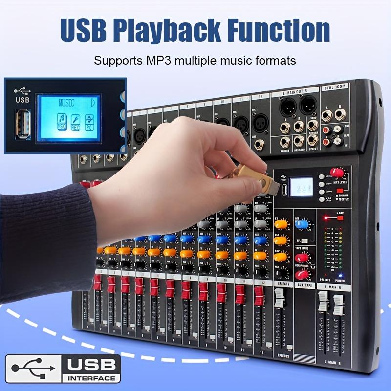 2024 Professional 6 8 12 Channel Mixer: Professional Mixer with USB, XLR, 48V Power and RCA I O for All Skill Levels, High Quality 12 Channel Digital Pro Sound USB Mixer with Echo Aux Mp3 USB for DJ Studio Bar