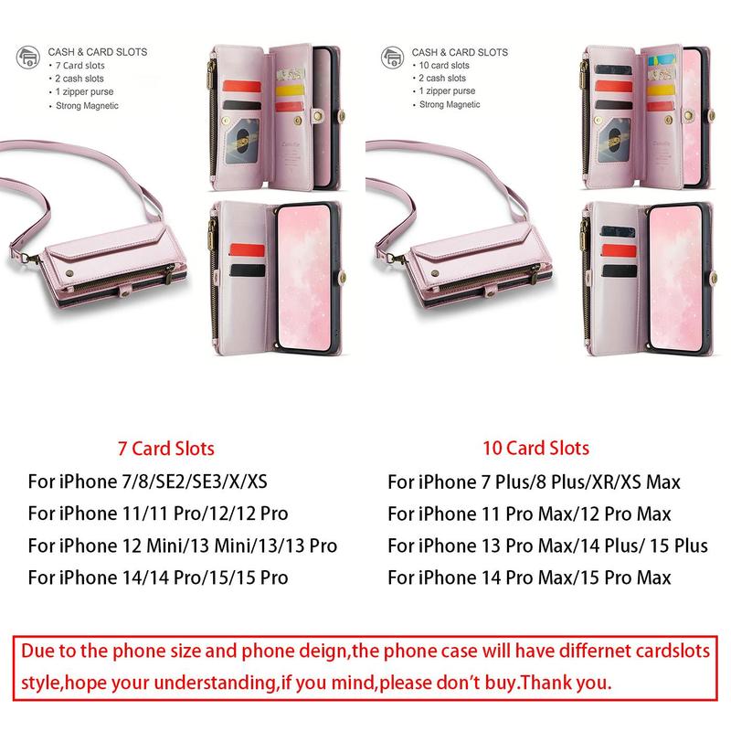 Magnetic Flip Phone Case with Lanyard, 1 Count RFID Blocking Phone Wallet Case, Phone Accessories for iPhone 13 12 11 Pro Max SE 2022 XR XS Max