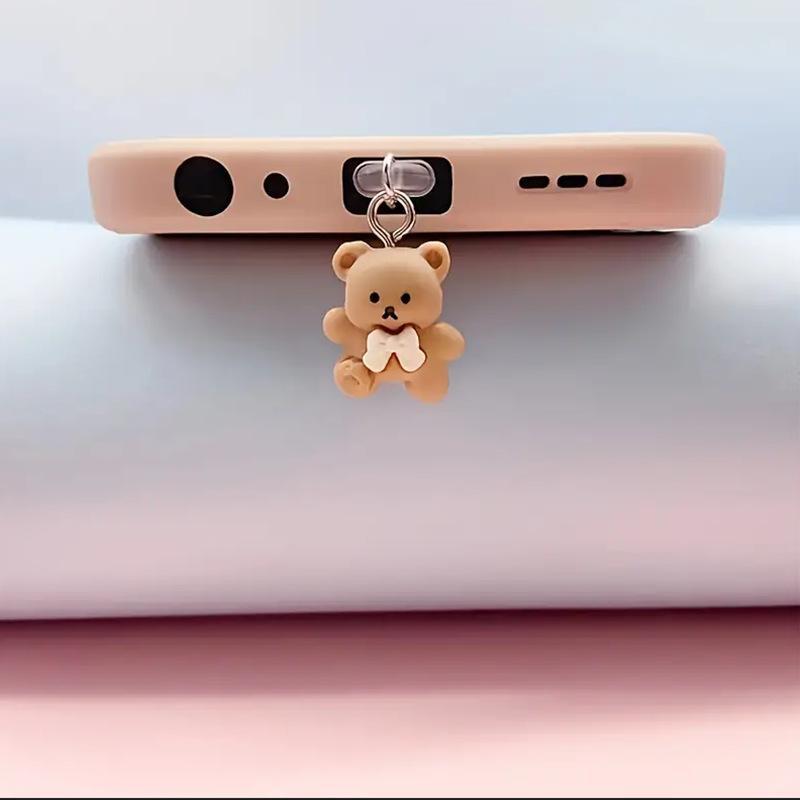 Cute Cartoon Bear Design Phone Charging Port Dust Plug, 1 Count Kawaii Phone Charging Port Dust Plug, Phone Accessories for iPhone & Type-C