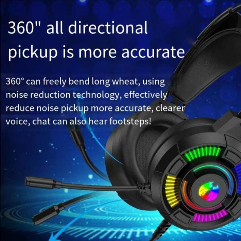 Wired Gaming Headset with LED Light, Wired Gaming Headphones with Noise Cancelling Microphone, Stereo Sound Wired Headset for PC, Laptop, Computer