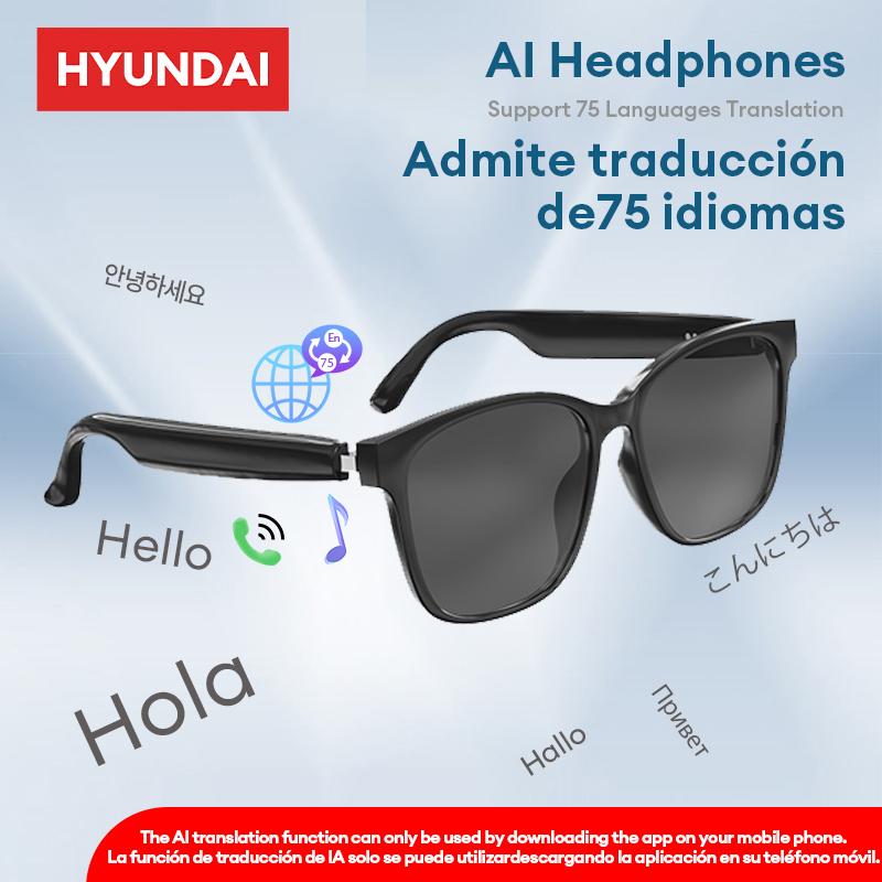 HYUNDAI C8 Wireless Headphone Smart Glasses For Listening To Music & Calling, Support  75 Languages APP Bluetooth Translation & Meeting Summary Glasses for Women & Men