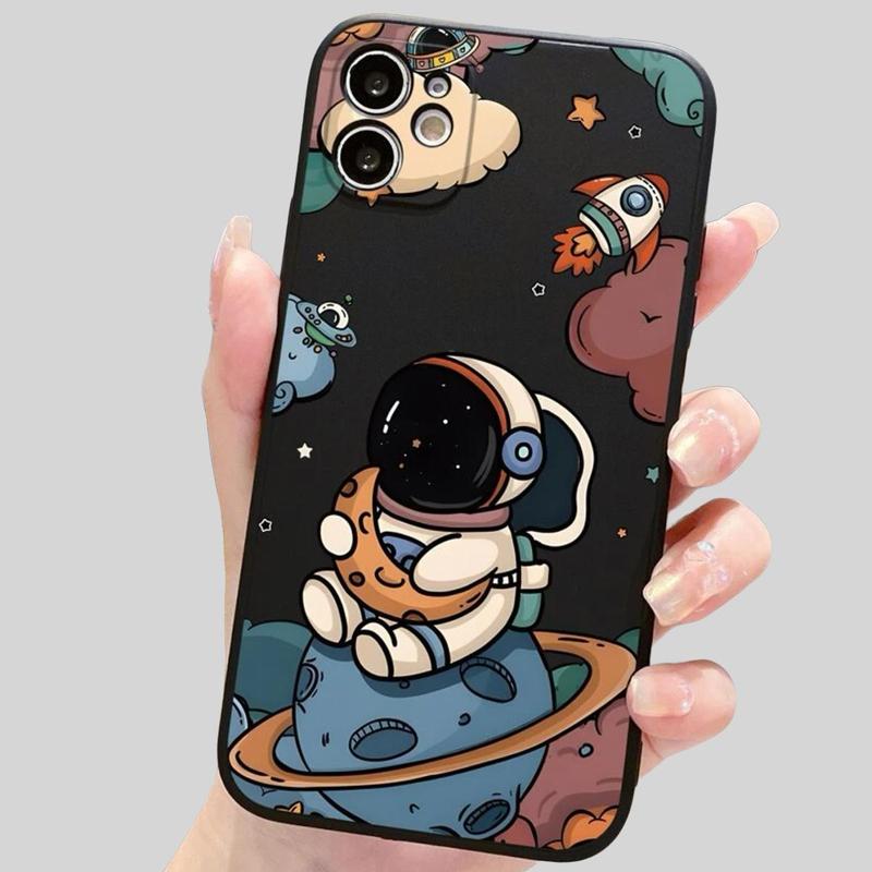 Cartoon Astronaut Pattern Phone Cases, 1 Count Summer Transparent Anti-fall Mobile Phone Case, Decorative Phone Protector Cover Compatible with iPhone 15 Pro Max Case iPhone 11 Cases iPhone 14 Pro Max Case iPhone 15 Cases