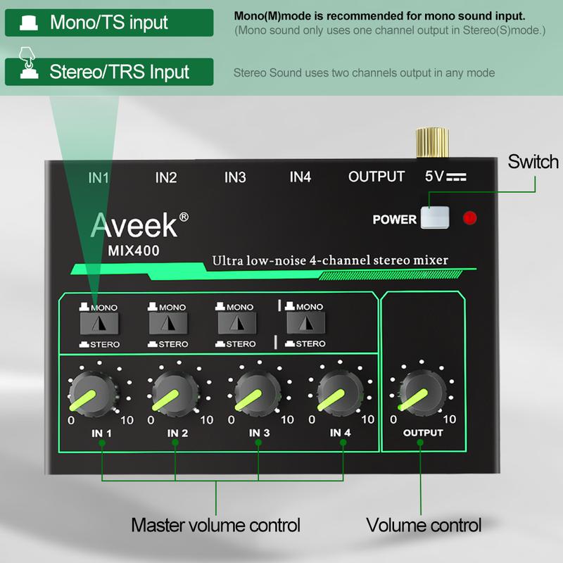 Aveek Professional Audio Mixer, Sound Board Mixing Console with 5 Channel Digital,Bluetooth Echo Delay Effect,for Recording, Live Streaming Card Usb