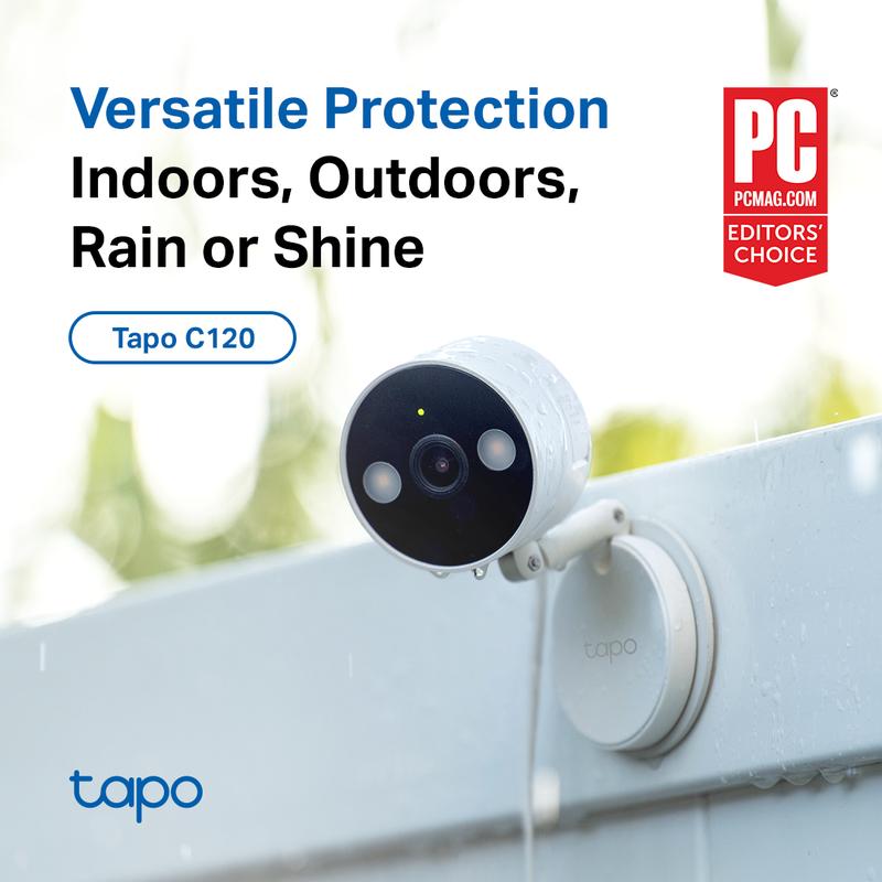 Tapo C120- 2024 PCMAG Readers' Choice-2K Indoor Outdoor Wired Security Camera Card Audio Card Audio