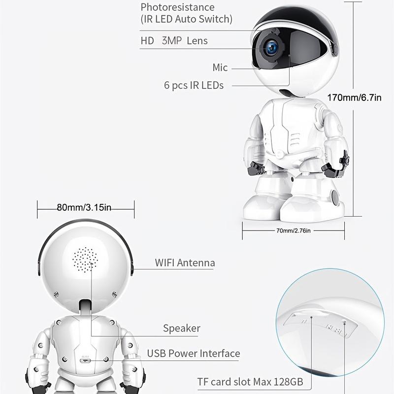 Smart Mini Robot 1080P Wifi IP Camera WiFi PanTilt