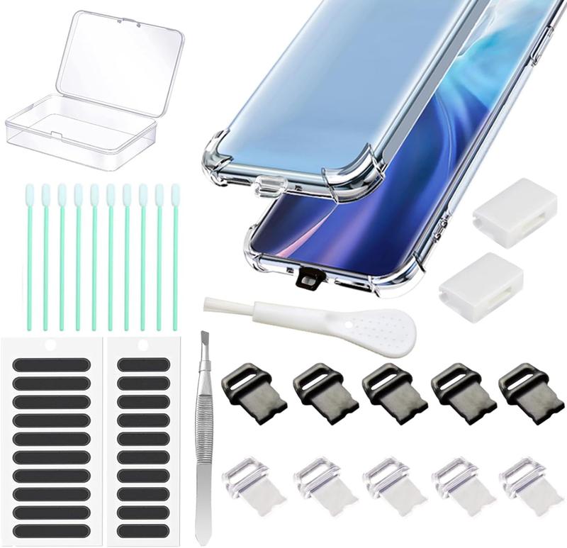 10 Packs iPhone Dust Plugs, Lightning Charging Port Protective Cover, with Plug Bracket, Storage Box, Compatible with iPhone 14 13 12 XS XR 8 7 SEEquipped with Speaker Dust Screen and Cleaning Tools