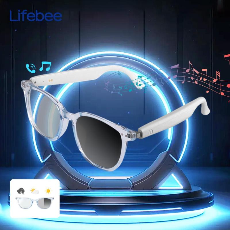 LIFEBEE Smart Light-sensitive Color Changing Glasses, Smart Glasses, Lightweight Portable Smart Glasses for Playing Music & Answering Calls