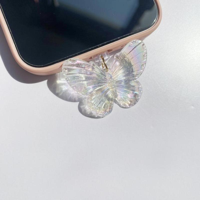 Cute Butterfly Design Phone Dust Plug, Clear Phone Charging Port Dust Plug, Phone Accessories for iPhone & Type-C Interface