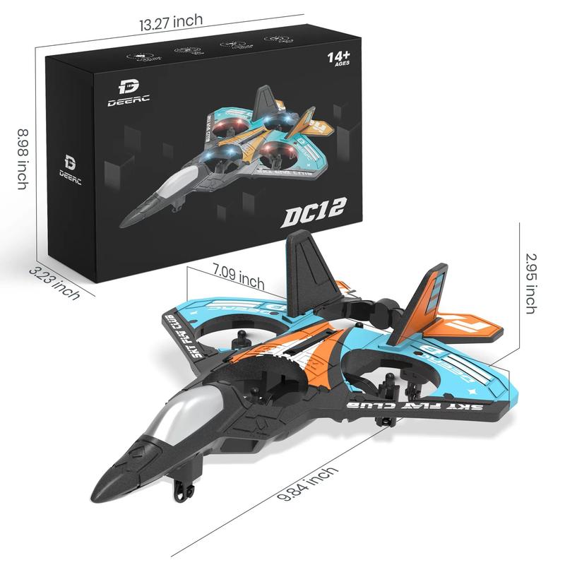 DEERC Drone DC12 Mini Stunt Remote Control Drone Lightweight Foam Design 2.4GHz Headless Mode Gliding One Key Take Off Accessories Cameras Colorful Adjustable Durable Protection