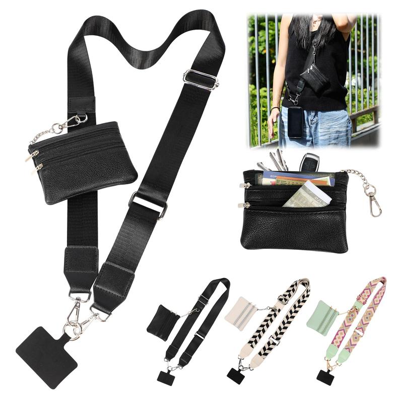 Clip and Go Strap for Phone with Wallet Crossbody,Phone Strap with Zippered Pouch,Adjustable Phone Strap Crossbody, Suitable for Christmas, Halloween, birthday, Valentine's Day gift