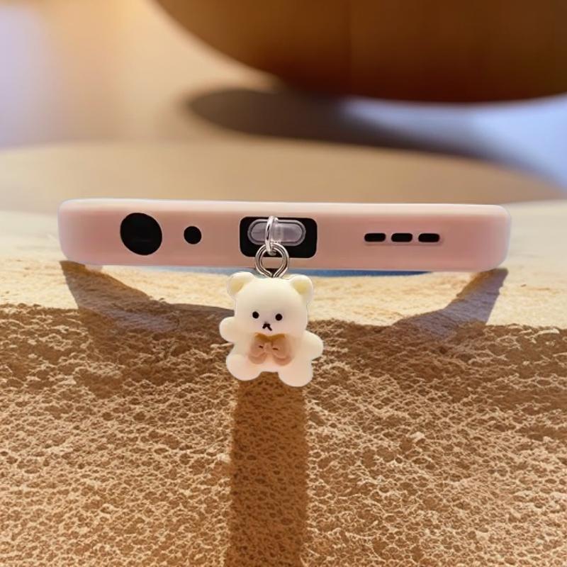 Cute Cartoon Bear Design Phone Charging Port Dust Plug, 1 Count Kawaii Phone Charging Port Dust Plug, Phone Accessories for iPhone & Type-C