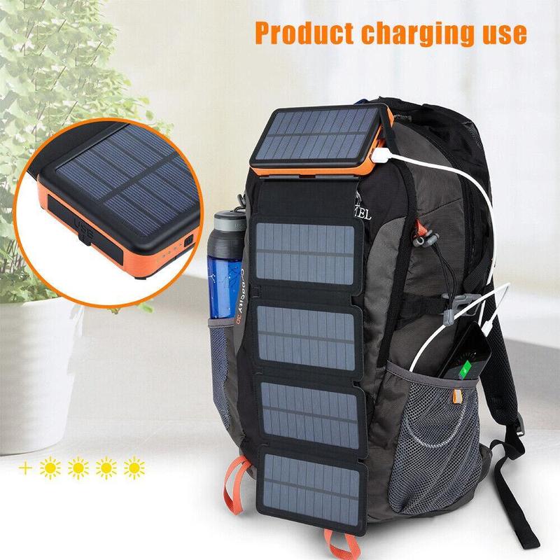 Solar Charger 26000mAh, Outdoor USB C Portable Power Bank with 6 Solar Panels, Fast Charge External Battery Pack with 2 USB Outputs Compatible with Smartphones, Tablets, etc.