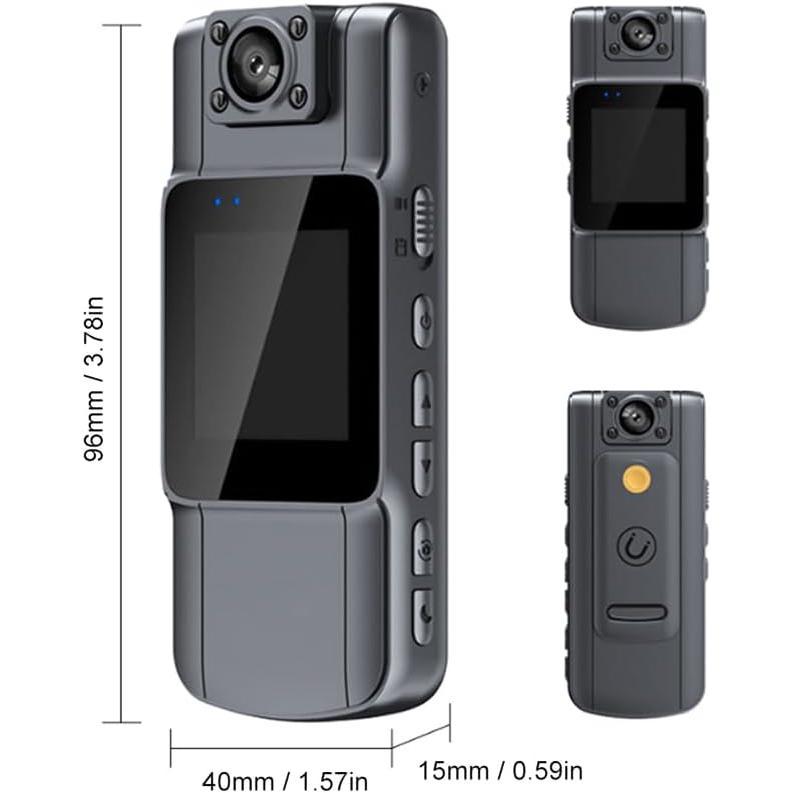 4K UHD Mini Body Camera with Audio and Video Recording 150°Wide Angle 180°Lens Rotatable 7 Hour Battery Life Video Camera with 1.54in TFT Screen Night Vision Detection for Daily Record Service