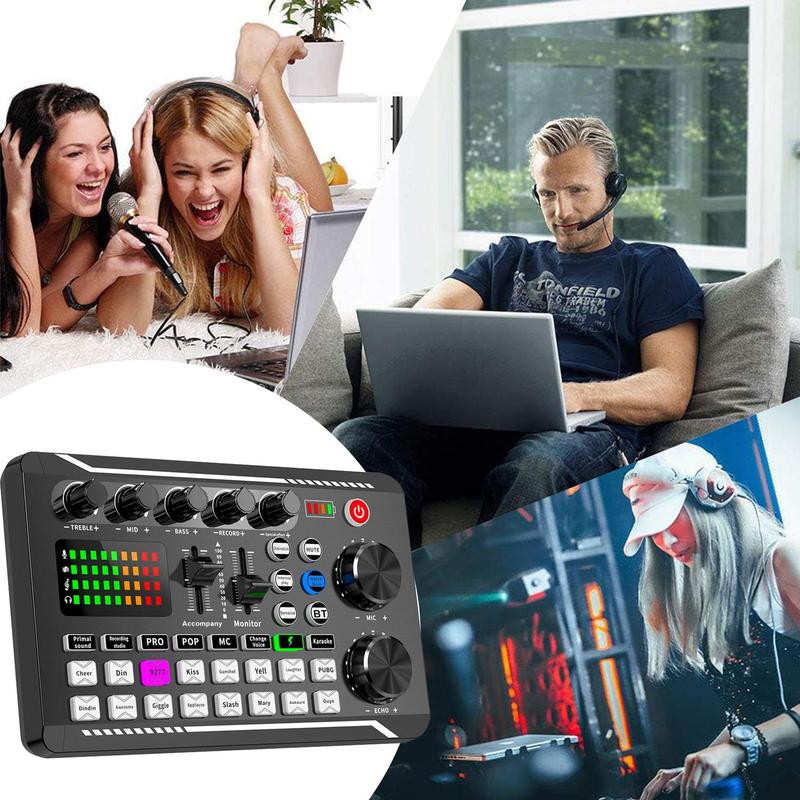 Podcast Microphone Bundle, Condenser Mic with Live Sound Card Kit, Podcast Equipment Bundle with Voice Changer and Mixer Functions for PC Smartphone Studio Recording