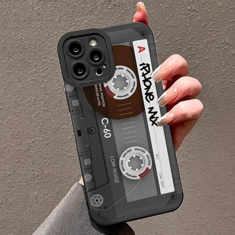 Retro Tape Card Print Phone Case, Fall Decorative Phone Protector, Shockproof Phone Cases Cover Compatible with iPhone 13