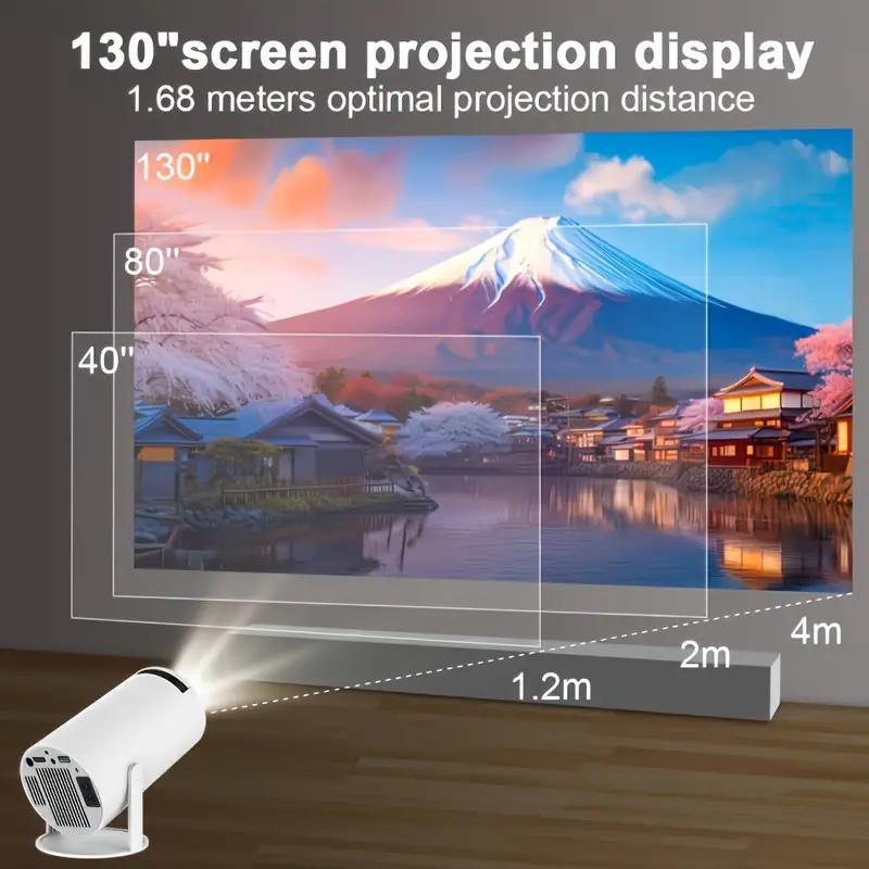 HY300 Mini Projector 4K Portable Wireless Home Outdoor Cinema 180° Projection Angle Adjustable Audio Mount hy300 projector Portable Dual-WiFi Portable WiFi android  projector