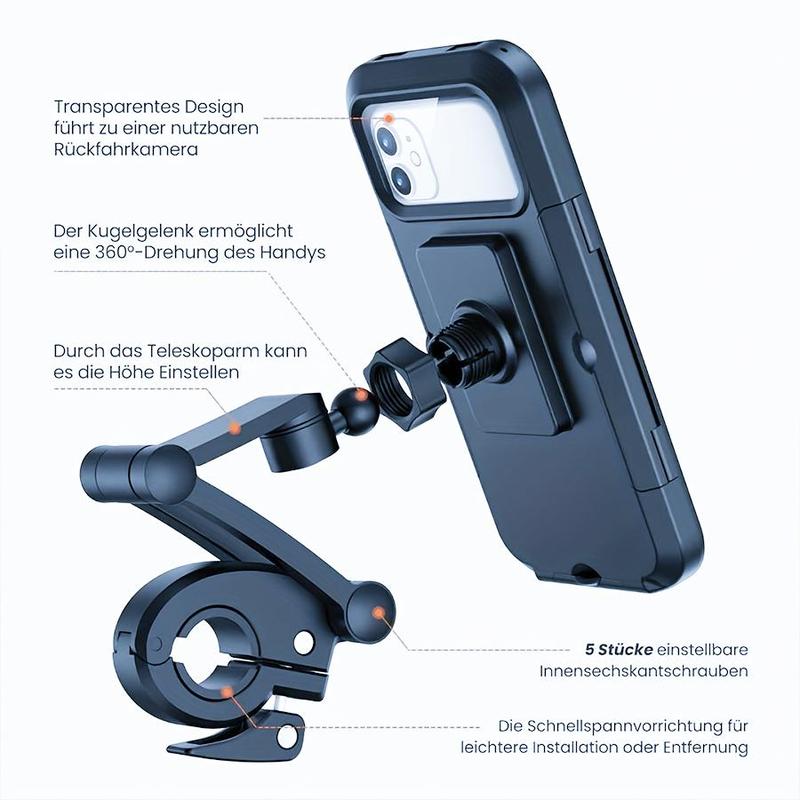 Waterproof Motorcycle Phone Holder, 360° Rotatable Adjustable Motorcycle Phone Holder, Shockproof & Scratch-proof Bike Phone Mount for Outdoor, Cycling