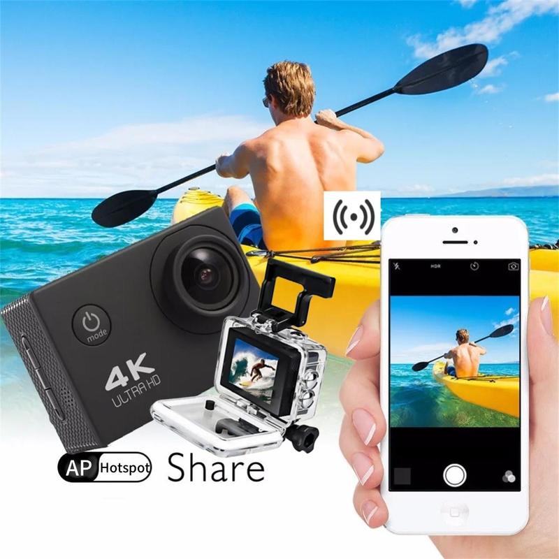 4K Ultra-HD Action Camera, WiFi Sport Camera, Waterproof Camera with Wide Angle, Outdoor Sport Camera Suitable for Cycling, Skiing, Surfing, Underwater Diving