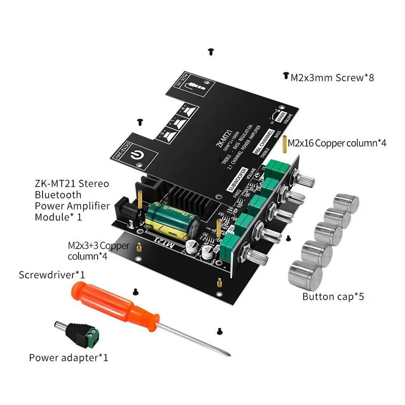 2.1 Channel Audio Receiver Power Amplifier Module, 2.1 Channel Bluetooth-compatible Audio Amplifier Module, 50W x 2 + 100W BT Amplifier Board