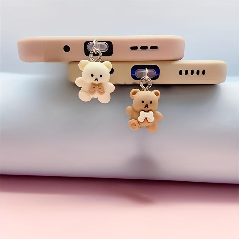 Cute Bear Design Smartphone Charging Port Dust Plug, Cell Phone Dust Plug, Universal Phone Accessories for iPhone & Samsung Galaxy Phones