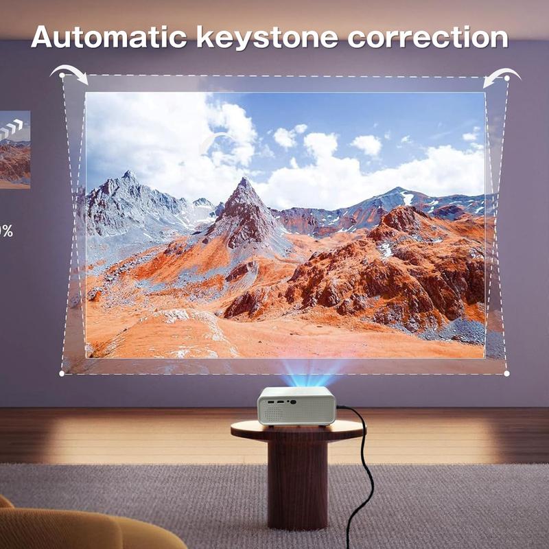 Mini Projector ,with WiFi and Bluetooth, 200Ansi Lumens, Auto Electronic Focus & Keystone Correction, with Lens protector and HDMI ,DoIby Audio, Zoom, Native 1080P Movie, Portable Outdoor , White projector