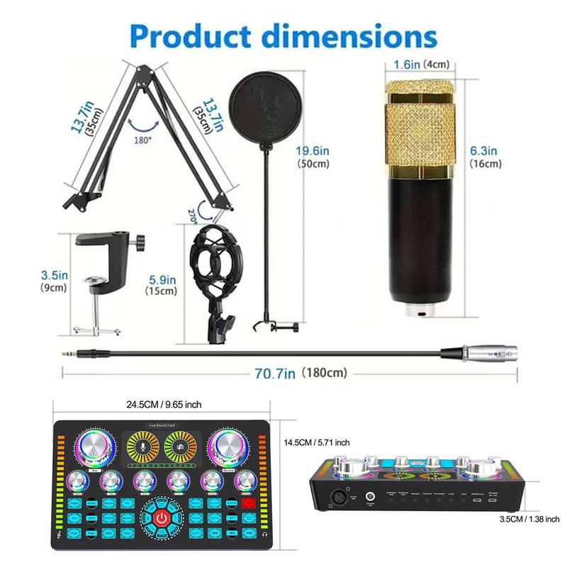 Q7 Live Streaming DJ Device, WirelessMixer Device, RGB Light Button DJ Mixer, Sound Control Game Singing Atmosphere Audio Mixer for Live Broadcast