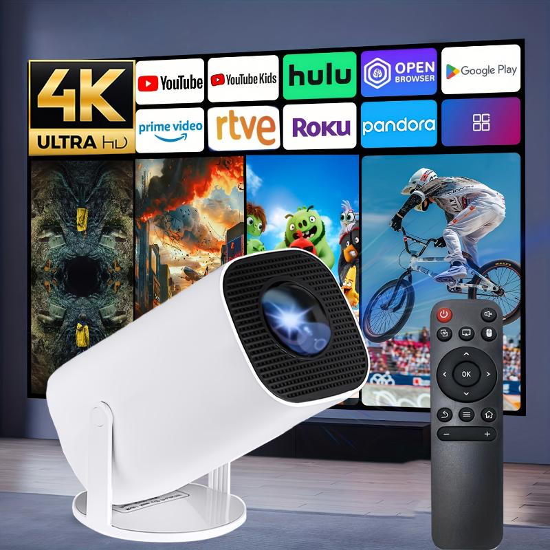 Portable 4K Mini Projector - Wireless 2.4 5G WiFi, BT 5.0, Android 11, Auto Keystone, 180° Rotation - Compact Home Theater for Movies, Gaming, and Entertainment