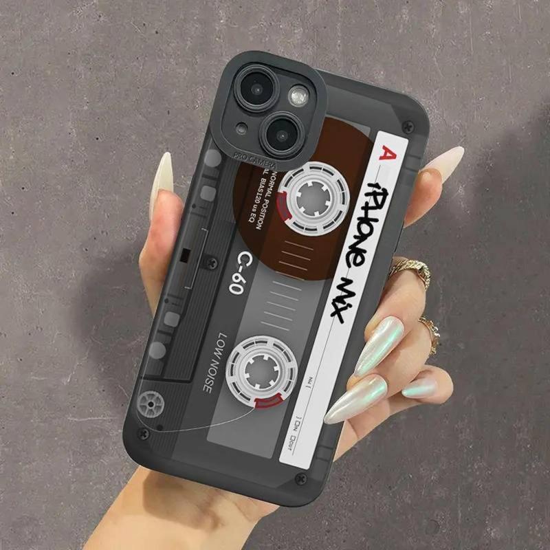 Retro Tape Card Print Phone Case, Fall Decorative Phone Protector, Shockproof Phone Cases Cover Compatible with iPhone 13