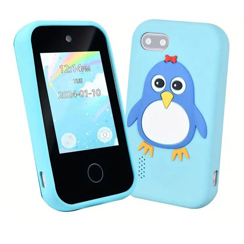 Cute Penguin Design MP3 Player, Multifunctional Touch Screen Phone Camera Toy, Mini Music Player Cartoon Phone With Dual Camera, Gift for Boys & Girls