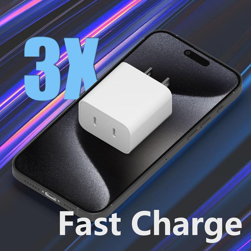 USB C Fast Charger Block, USB C Charging Adapter, Dual Ports Wall Plug Charger, Fast Type-C Charger for iPhone, iPad, Galaxy, Pixel