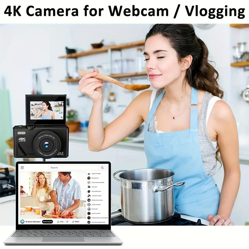 64MP 4K HD Digital Camera 18x Digital Zoom 3 Inch Flip Screen Professional Camera Supports Taking Photos, Recording Videos, Video Blogs and Web Cameras, Including 32gb TF Card, Suitable for Beginners Thanksgiving Day and Christmas Gifts