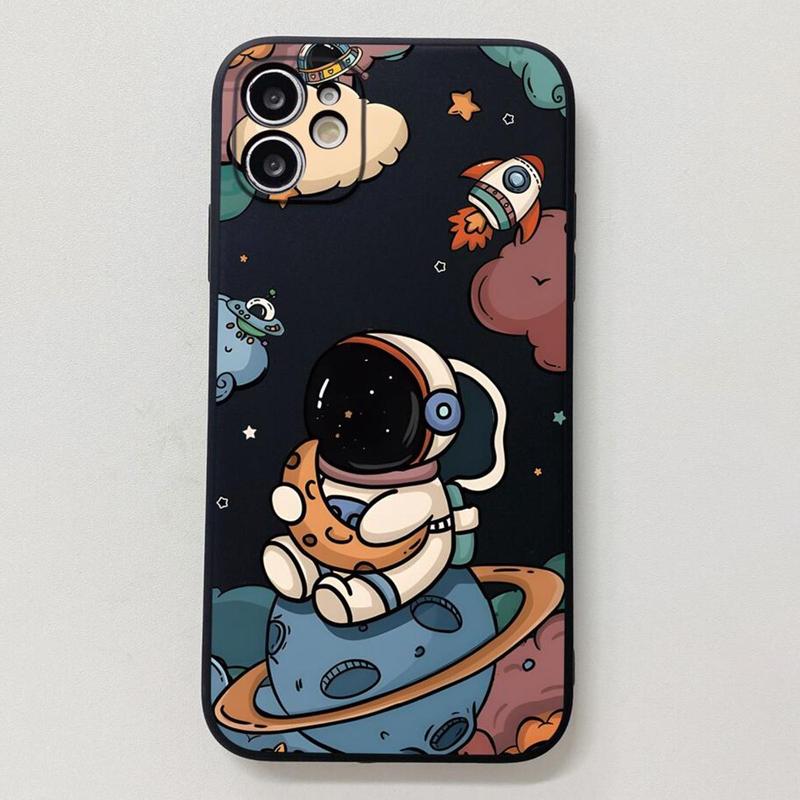 Cartoon Astronaut Pattern Phone Cases, 1 Count Summer Transparent Anti-fall Mobile Phone Case, Decorative Phone Protector Cover Compatible with iPhone 15 Pro Max Case iPhone 11 Cases iPhone 14 Pro Max Case iPhone 15 Cases