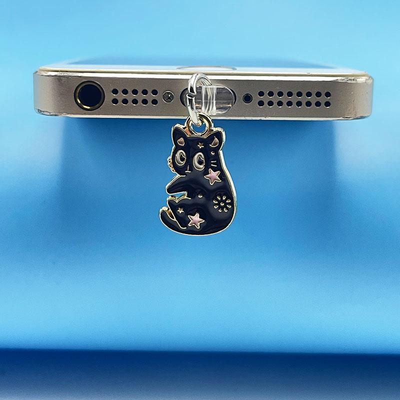 Cartoon Cat Design Mobile Phone Dust Plug, Cute Cat Pendant Cell Phone Dust Plug, Phone Charging Port Dust Plug for iPhone & Type C, Phone Accessories