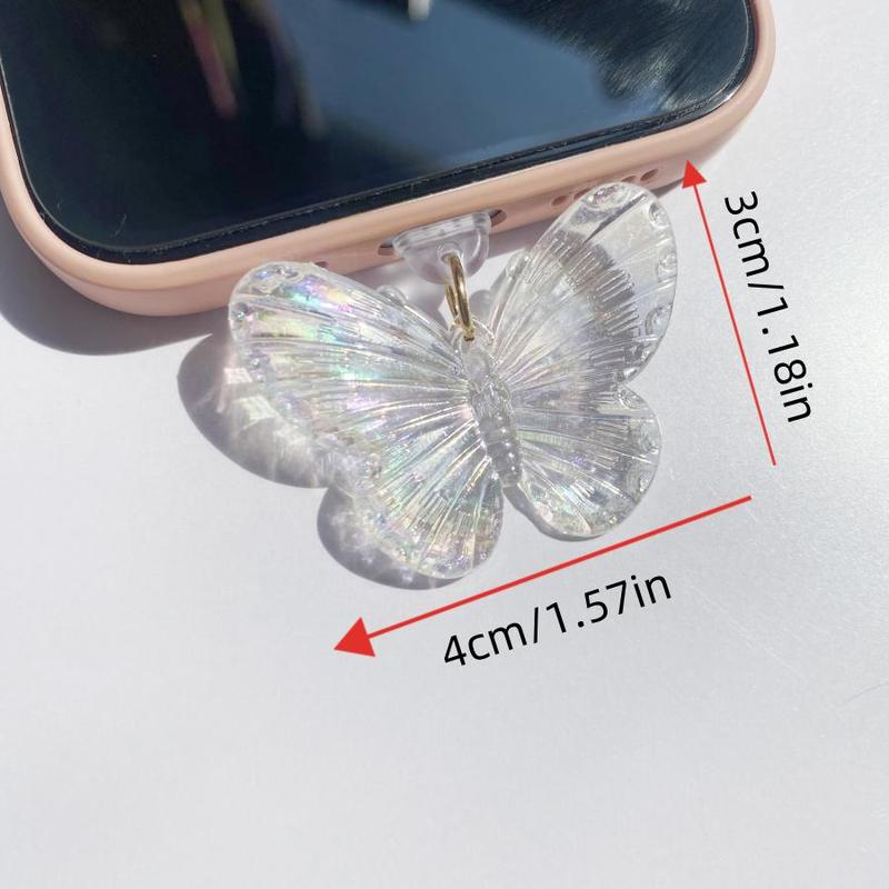 Cute Butterfly Design Phone Dust Plug, Clear Phone Charging Port Dust Plug, Phone Accessories for iPhone & Type-C Interface