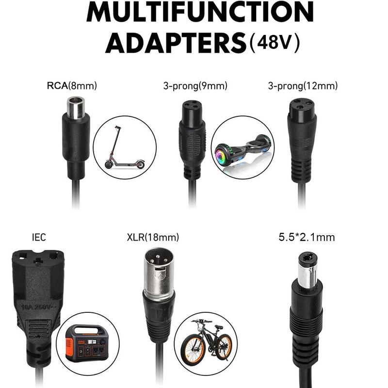 Muhubaih 6-IN-1 54.6V 2A Charger for 13S 48V Li-ion Battery Electric Scooter Ebike Charge Adapter Charging