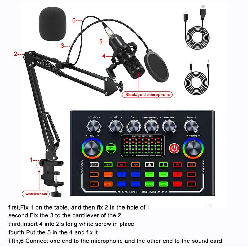 Wireless DJ Mixer, RGB Light Button DJ Mixer, Game Singing Live Sound Control Equipment, Live Atmosphere Broadcast Equipment, Audio Device